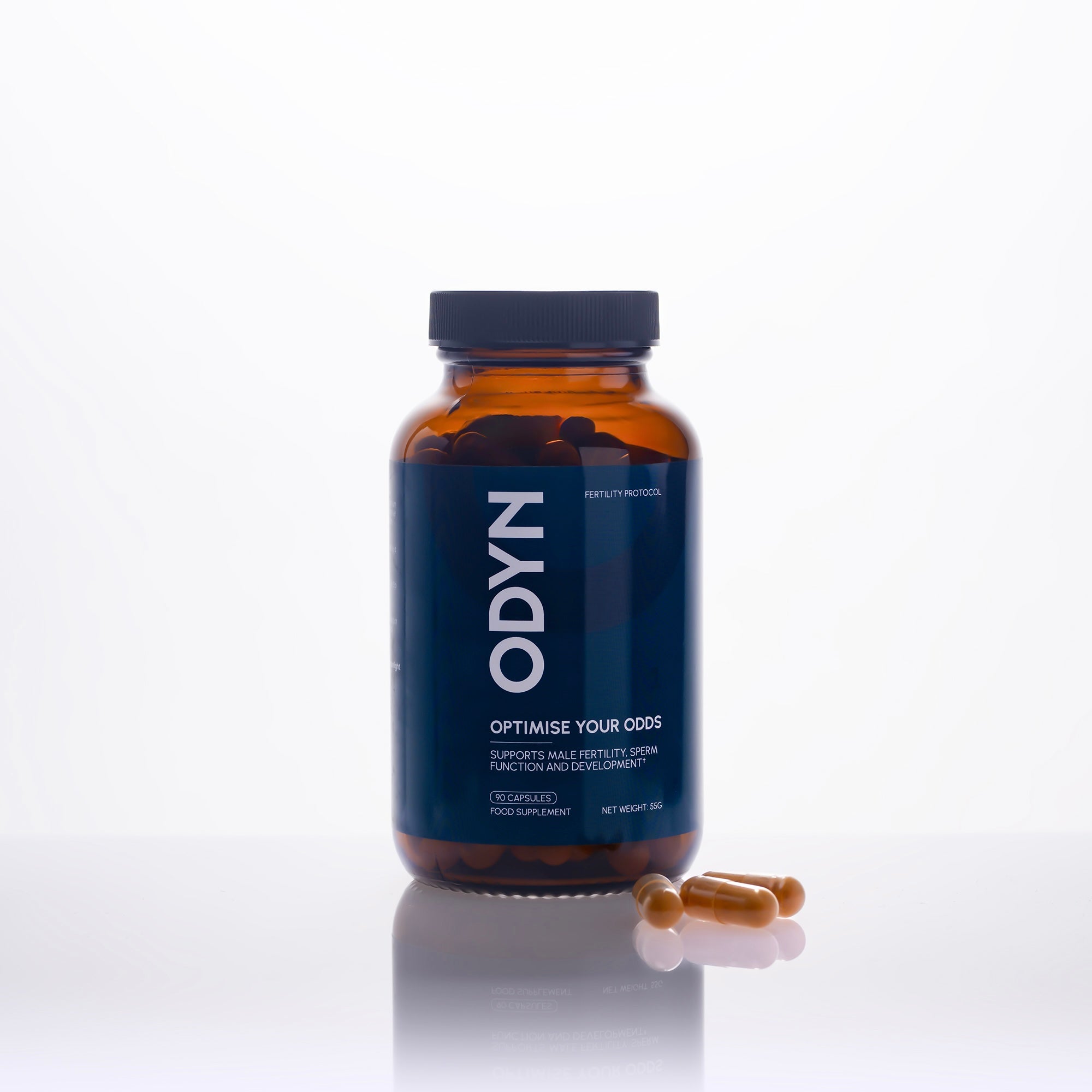 ODYN fertility supplement core forumla bottle with capsules on a white background